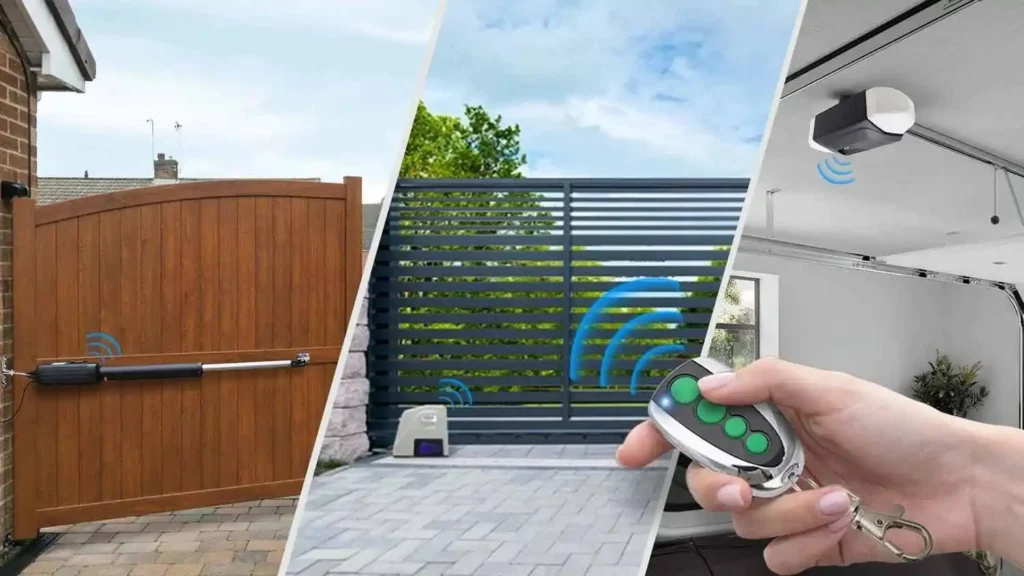 Control remoto para portón eléctrico en uso, apertura de puertas automáticas